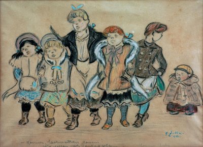 Syngende jenter / Kom, Karlincken kom! Kom igjen gutt! av Heinrich Zille
