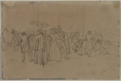 Passasjerer for Rhinen Steamer recto, andre eller tredje kvartal 1800-tallet. av Heinrich von Mayr