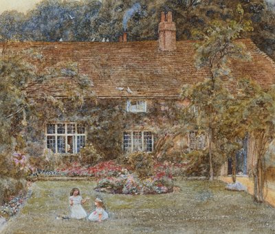 A Country House (akvarell med utskraping) av Helen Allingham