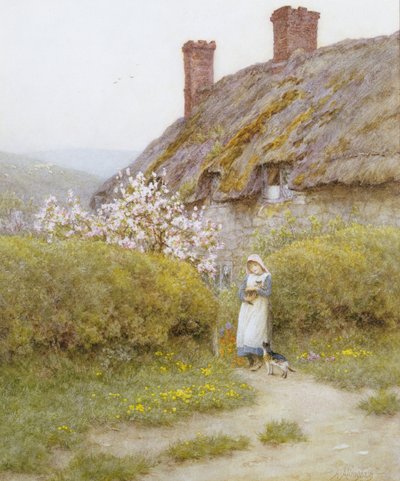 A Dorsetshire Cottage (akvarell på papir) av Helen Allingham