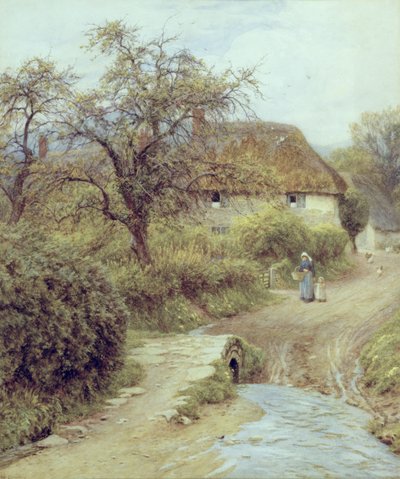 A Hill Farm, Symondsbury, Dorset (akvarell på papir) av Helen Allingham