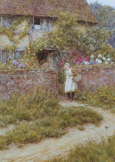 At Sandhills (akvarell med utskraping på papir) av Helen Allingham