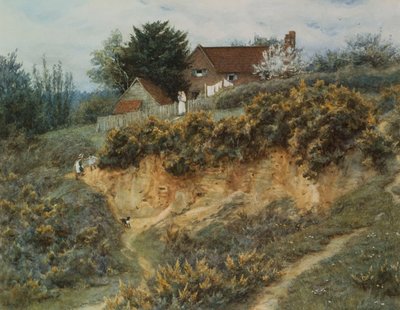 Hos Sandhills, Witley (akvarell med utskraping på papir) av Helen Allingham