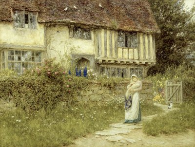 Ved siden av Old Church Gate Farm, Smarden, Kent (akvarell på papir) av Helen Allingham