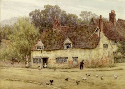 By the Old Cottage (akvarell på papir) av Helen Allingham