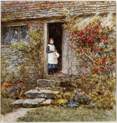 Corcorus Japonica (akvarell med utskraping) av Helen Allingham