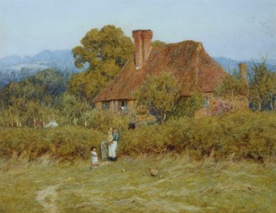 Hytte på Broadham Green, Surrey, i Sunset Light av Helen Allingham