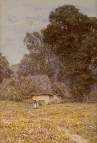 Hytter ved Quidhampton, nær Salisbury (akvarell på papir) av Helen Allingham