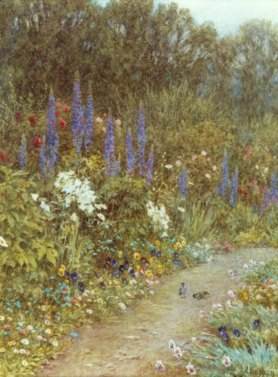 Hage rundt hytten hennes (akvarell) av Helen Allingham