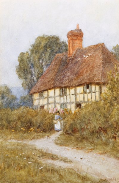 Gå på shopping (akvarell med utskraping) av Helen Allingham