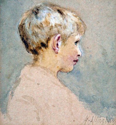 Head of a Boy (akvarell på papir) av Helen Allingham