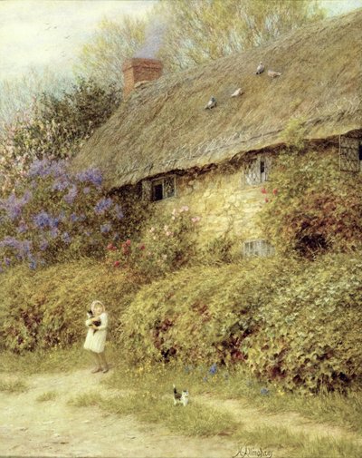 Old Cottage at Freshwater, Isle of Wight (akvarell på papir) av Helen Allingham