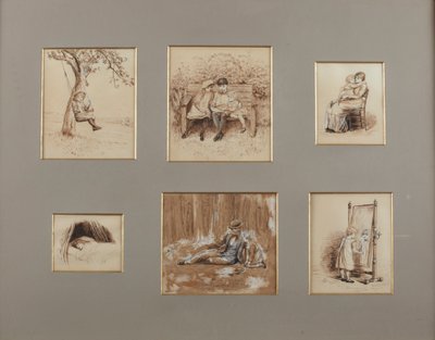 Rhymes for the Young Folk (sepia penn og vask på papir) av Helen Allingham