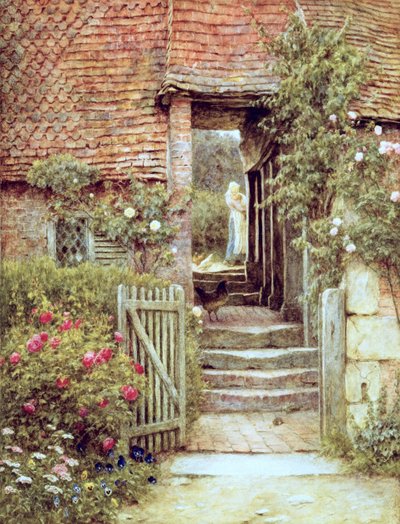 Under the Old Malthouse, Hambledon, Surrey (akvarell på papir) av Helen Allingham