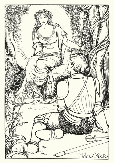 The Vision of the Knight Magnificent (gravering) av Helen S. Kuck