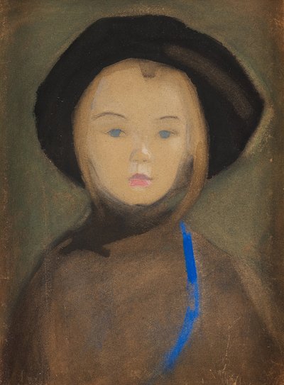 Jente med blått bånd, 1909. av Helene Schjerfbeck