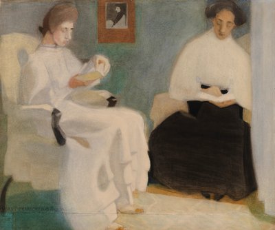 Jenter som leser, 1907. av Helene Schjerfbeck