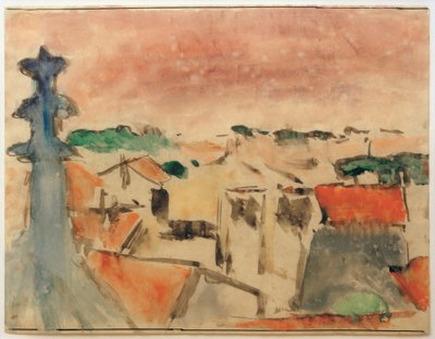 Landsby under lilla himmel av Helmuth Macke