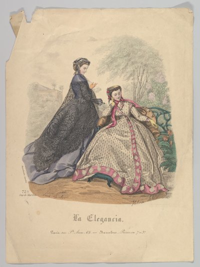Two Women Outdoors, nr. 720, fra La Elegancia Barcelona, 1800-tallet. av Heloise Leloir