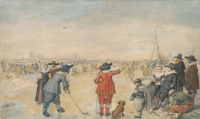 Vinterleker på Frozen River Ijssel av Hendrick Avercamp