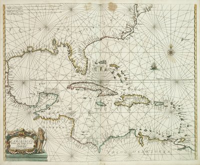 Pass fra de karibiske øyene, fra Barbados til Mexicobukta av Hendrick Doncker