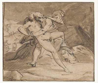 Jupiter omfavner Io av Hendrick Goltzius (school of)