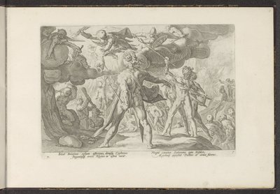 Attack of the Giants på gudeverdenen Ovids Metamorphoses (serietittel) Gjenskapninger av P. Ovidius Naso (serietittel) av Hendrick Goltzius (workshop of)