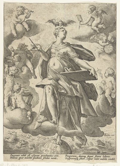Allegori over kunst av Hendrick Goltzius (workshop of)