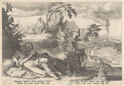 Apollo en Coronis Metamorfosen van Ovidius (serietittel) av Hendrick Goltzius (workshop of)