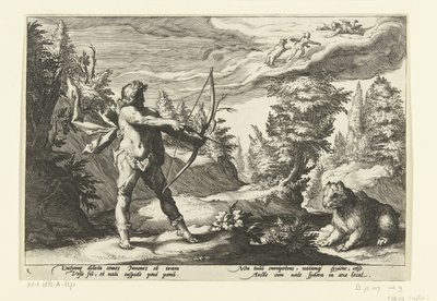Arcas retter pilen mot Callisto Ovids metamorfoser (serietittel) av Hendrick Goltzius (workshop of)