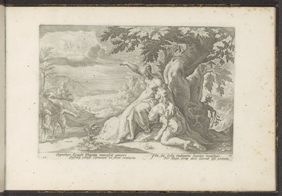 Clymene peker på Phaethon sin far, solguden Ovids metamorfoser (serietittel) Gjenskapninger av P. Ovidius Naso (serietittel) av Hendrick Goltzius (workshop of)