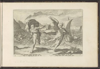 Cornix blir til en kråke Ovids metamorfoser (serietittel) Gjenskapninger av P. Ovidius Naso (serietittel) av Hendrick Goltzius (workshop of)