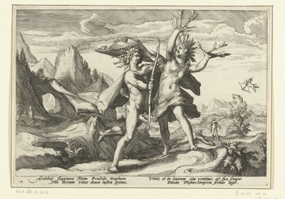 Daphne blir til et laurbærtre Ovids metamorfoser (serietittel) av Hendrick Goltzius (workshop of)
