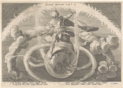 Skapelsen av de fire elementene Metamorphoses of Ovid (serietittel) av Hendrick Goltzius (workshop of)