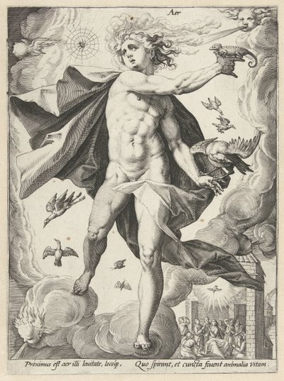 Air Aer (tittel på objekt) De fire elementene (serietittel) av Hendrick Goltzius (workshop of)