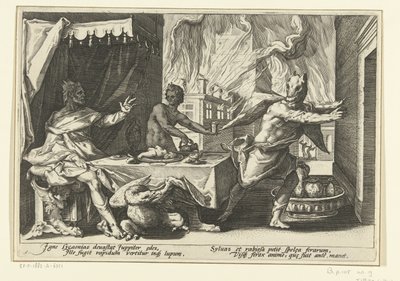 Lycaon blir til en ulv Ovids metamorfoser (serietittel) av Hendrick Goltzius (workshop of)