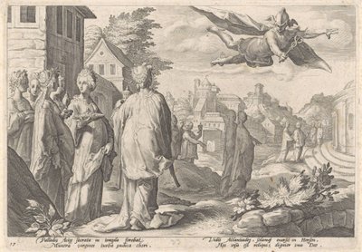 Mercurius en Herse Metamorfosen van Ovidius (serietittel) av Hendrick Goltzius (workshop of)
