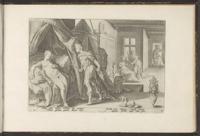 Mercurius i Herses kamera Ovids metamorfoser (serietittel) The Herescheppingen van P. Ovidius Naso (serietittel) av Hendrick Goltzius (workshop of)