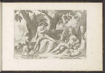 Mercury spiller fløyte for Argus Ovids metamorfoser (serietittel) Gjenskapninger av P. Ovidius Naso (serietittel) av Hendrick Goltzius (workshop of)