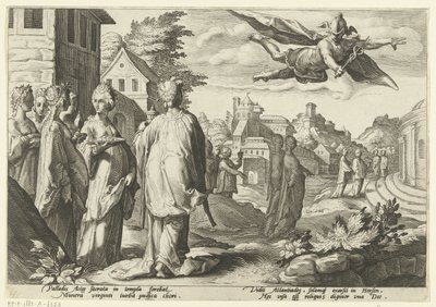Mercury forelsker seg i Herse Ovids metamorfoser (serietittel) av Hendrick Goltzius (workshop of)