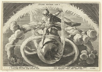 Orden i kaoset Opprettelsen av de fire elementene Ovids metamorfoser (serietittel) av Hendrick Goltzius (workshop of)
