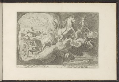 Phaethon kjører farens vogn Ovids metamorfoser (serietittel) Gjenskapninger av P. Ovidius Naso (serietittel) av Hendrick Goltzius (workshop of)