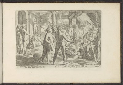 Phaëton i paleis van Helios Ovids Meta. Lib. II (tittel på objekt) Ovids Metamorfosen (serietittel) Herscheppingen van P. Ovidius Naso (serietittel) av Hendrick Goltzius (workshop of)