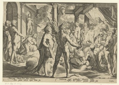 Phaeton i Helios-palasset Ovids metamorfoser (serietittel) av Hendrick Goltzius (workshop of)
