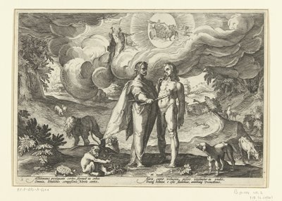 Prometheus gir mennesket ild Ovids metamorfoser (serietittel) av Hendrick Goltzius (workshop of)