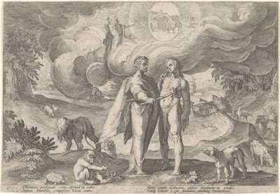 Prometheus skaper det første mennesket Metamorphoses of Ovid (serietittel) av Hendrick Goltzius (workshop of)