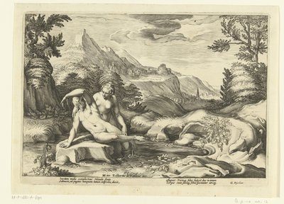 Salmacis og Hermafroditus Ovids Metamorfosen (serietittel) av Hendrick Goltzius (workshop of)