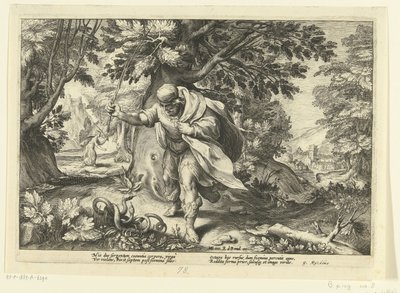 Tiresias slår to parrende slanger Ovid's Metamorphoses (serietittel) av Hendrick Goltzius (workshop of)