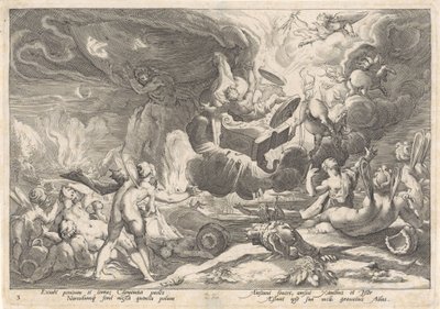Val van Phaëthon Metamorfosen van Ovidius (serietittel) av Hendrick Goltzius (workshop of)