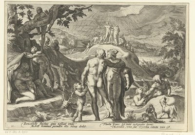 Deluge fra Deucalion Ovids Metamorphoses (serietittel) av Hendrick Goltzius (workshop of)